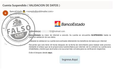 BancoEstado alerta fraude por mail que lleva a sitio falso que roba datos personales