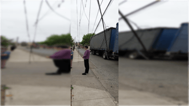 FOTOS | Camión derribó cuatro postes del tendido eléctrico en la población Diego Portales de Curicó