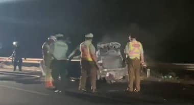 Vehículo robado se incendió tras accidente en paso superior Maquehua de Curicó