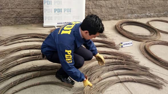 Incautan 600 kilos de cable de cobre robados