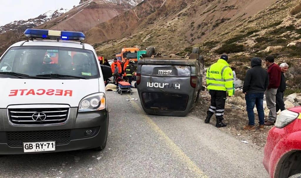 11 lesionados en grave accidente de tránsito en ruta a El Pehuenche