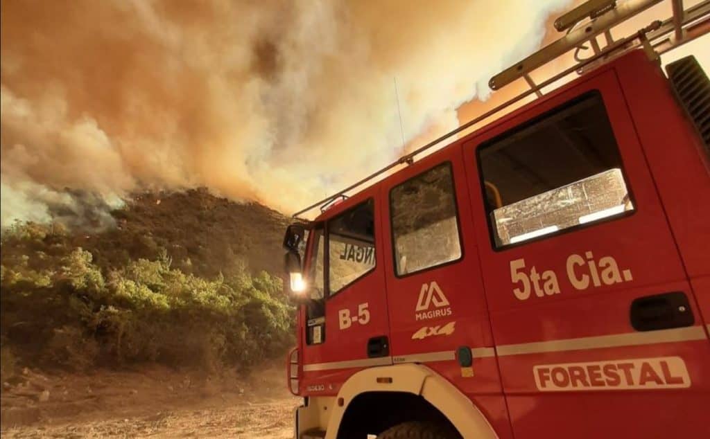Bomberos de la región de O'Higgins se suman a las labores de combate de incendio en Molina