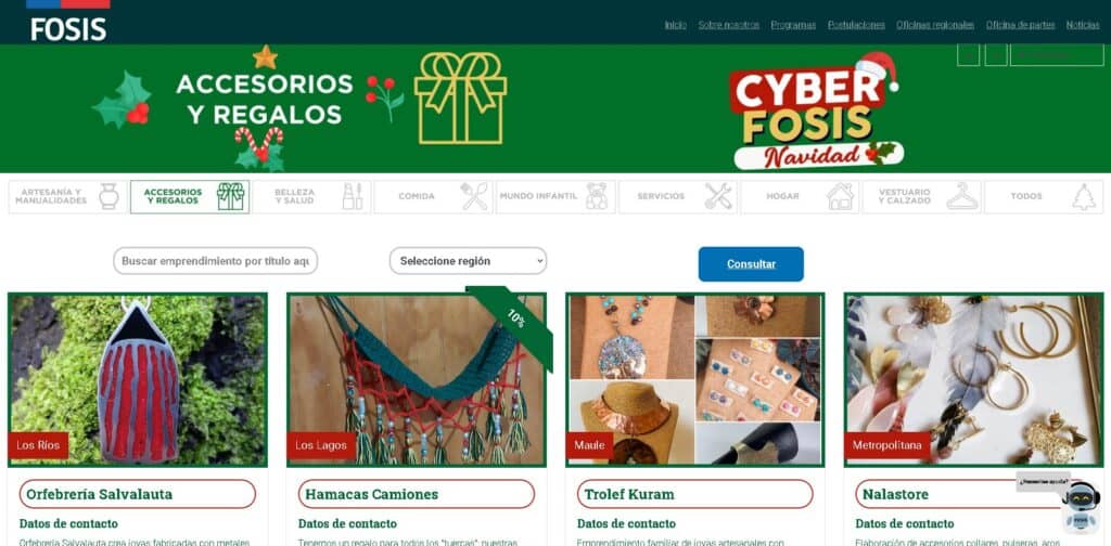 Emprendedores maulinos exhiben y comercializan sus productos en el Cyber FOSIS Navidad