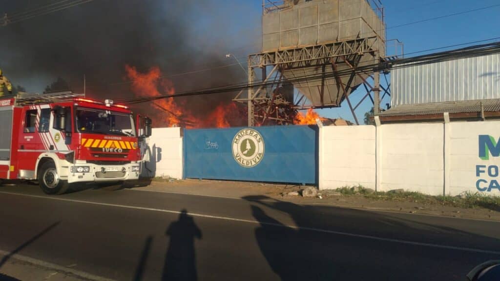Incendio afectó instalaciones de empresa Maderas Valdivia en Curicó