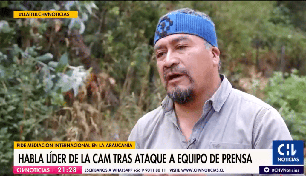 Héctor Llaitul señaló a las forestales  como responsables del ataque a equipo de prensa de TVN