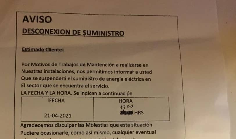 Denuncian entrega de falsa papelería que avisa de cortes de energía en El Boldo 4