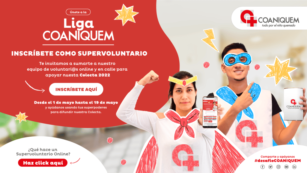 Coaniquem invita a sumarse a liga de “Supervoluntari@s Online” para campaña de recaudación