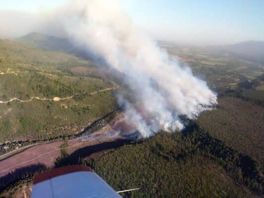 Decretan alerta roja en Molina y Río Claro por incendio forestal