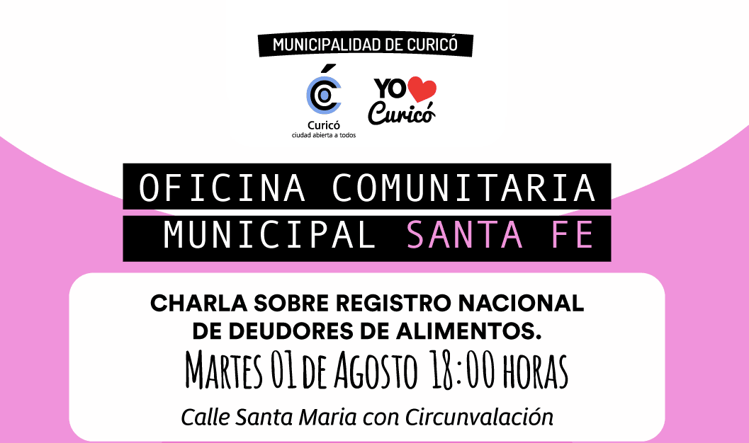 Centro de la Mujer Municipal de Curicó realizará charla sobre Registro Nacional de Deudores de Alimentos