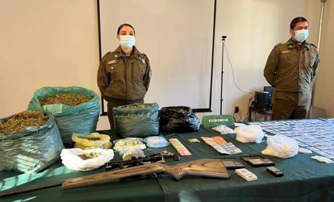 Millonaria incautación de drogas y armas deja operativo del OS-7 en Curicó