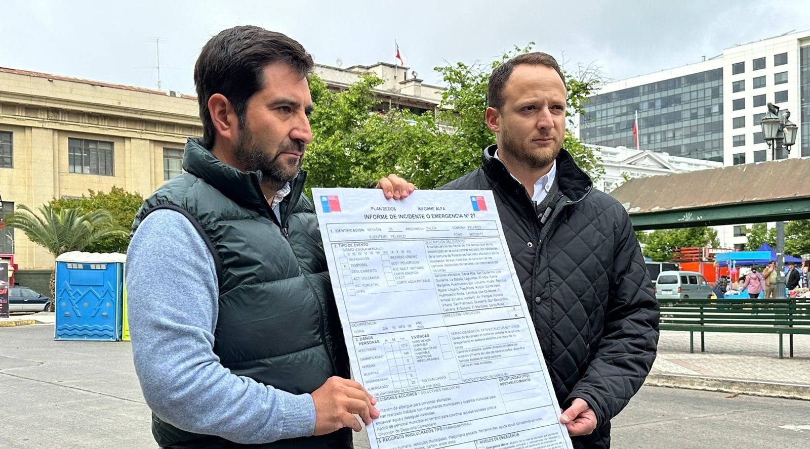 Diputado Guzmán y alcalde de Pelarco denuncian falta de ayuda del Gobierno ante Delegación Presidencial del Maule
