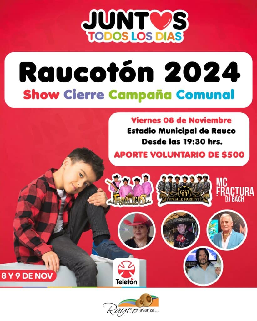 Este viernes se realizará la Raucotón 2024 para ayudar a la Teletón