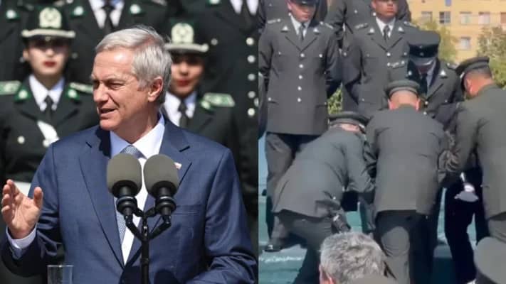 Gendarmes se desvanecen durante discurso del Presidente Kast