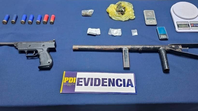 PDI detiene a sujeto que vendía drogas por redes sociales en Talca e incauta armas de fuego