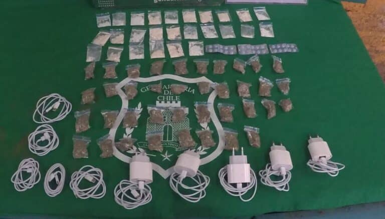 Gendarmería intercepta "pelotazo" con drogas y celulares en penal de Talca