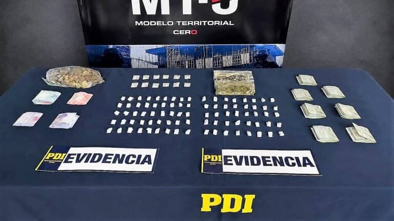 PDI desarticula punto de venta de drogas en Sarmiento y detiene a tres personas