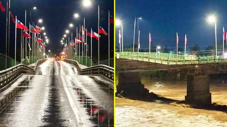 Puente Viejo de Lautaro colapsa en medio de sistema frontal