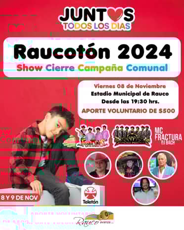 Este viernes se realizará la Raucotón 2024 para ayudar a la Teletón