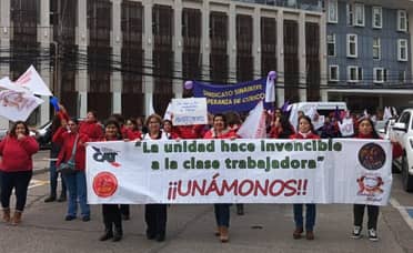 Manipuladoras de alimentos marcharon por Curicó durante paro nacional