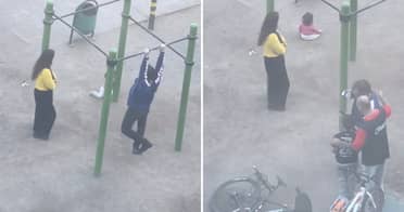 Viralizan video de Gabriel Boric en plaza con su familia