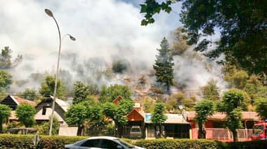 [FOTOS/VIDEO] Incendio amenazó viviendas en cerro Condell