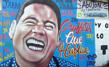 "El Abujón" inmortalizó a Francisco Saavedra riéndose en un mural