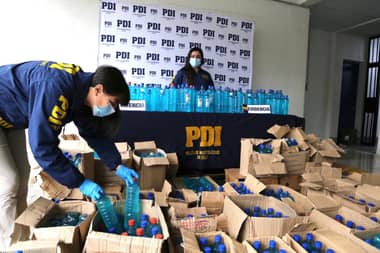 PDI incautó 604 litros de alcohol gel sin certificación sanitaria