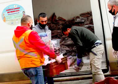 Marea Solidaria trajo cientos de merluzas para cocinas solidarias de Curicó