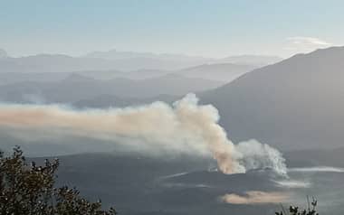 Bomberos combate incendio forestal en la precordillera de Curicó