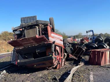 Chofer sufrió lesiones tras volcar su camión en la subida Quilvo en la Ruta 5