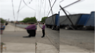 FOTOS | Camión derribó cuatro postes del tendido eléctrico en la población Diego Portales de Curicó