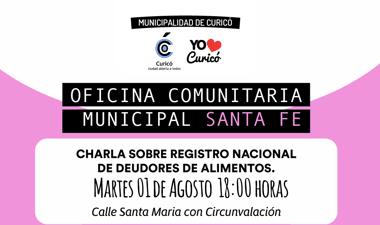 Centro de la Mujer Municipal de Curicó realizará charla sobre Registro Nacional de Deudores de Alimentos