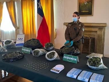 Carabineros detuvo a tres personas sorprendidas con 14 kilos de marihuana en Molina