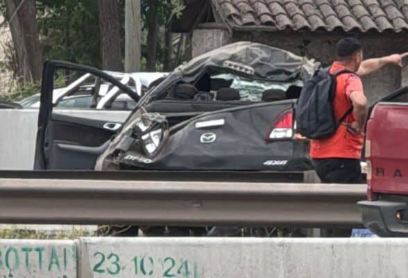 Colisión múltiple en Ruta 5 deja cuatro lesionados frente a Teno