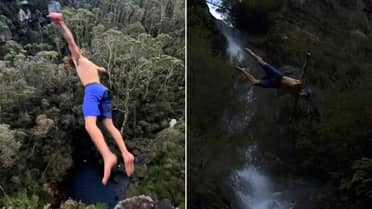 Joven salta desde 42,5 metros en Australia y casi muere en intento de récord mundial