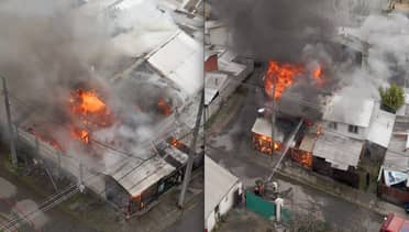 Gigantesco incendio en Molina deja 12 personas damnificadas y tres viviendas afectadas