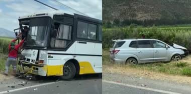Colisión de automóvil y microbús con trabajadores dejó tres heridos en ruta a Sagrada Familia