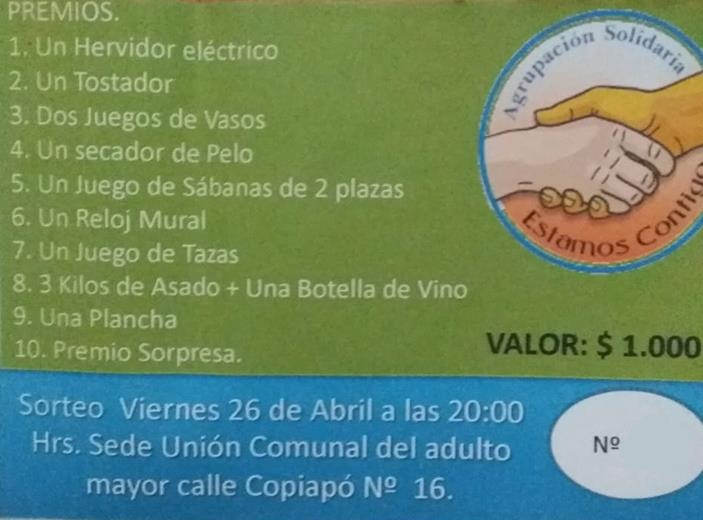 Agrupación solidaria “Estamos Contigo” realizará sorteo para recaudar fondos en Curicó