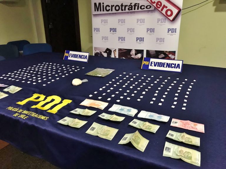 PDI incautó más de 200 dosis de cocaína base en Curicó