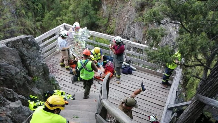 Bajo riesgo vital extranjero que cayó sobre roqueríos en Parque Inglés
