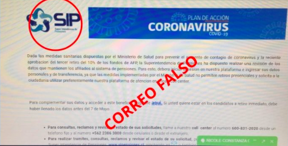 Superintendencia de Pensiones advirtió sobre presunta estafa para el tercer retiro del 10%