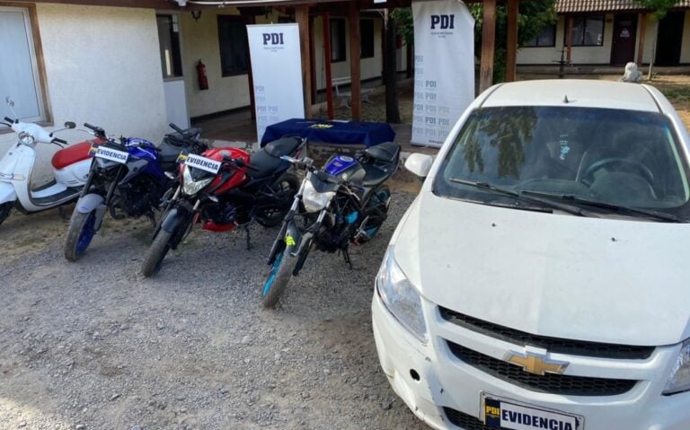 PDI de Curicó detuvo a cinco personas y recuperó tres vehículos encargados por robo