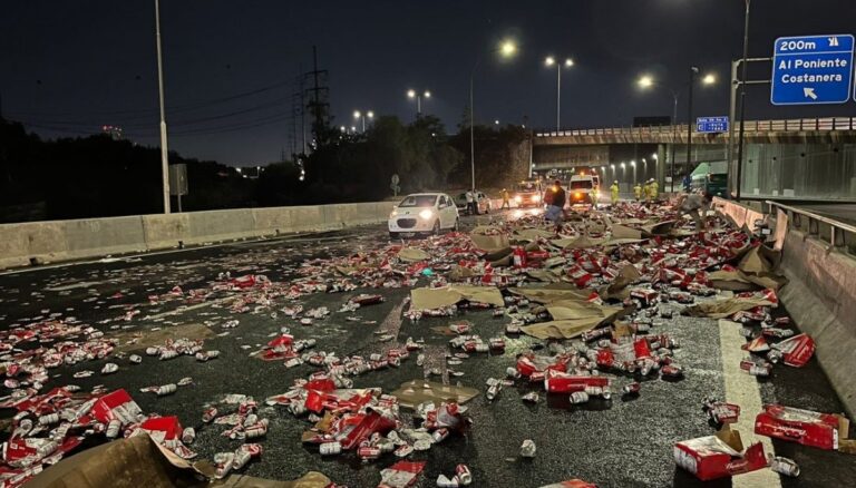Camión perdió carga de cervezas en plena Ruta 5