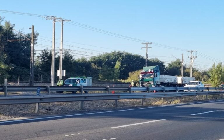 Hombre murió atropellado por camión en la Ruta 5 frente a Lontué