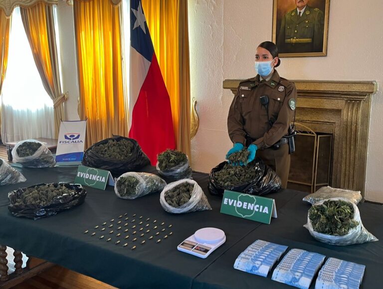 Carabineros detuvo a tres personas sorprendidas con 14 kilos de marihuana en Molina
