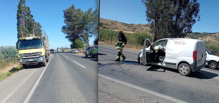 Colisión entre camión, camioneta y minibús deja un lesionado en Hualañé