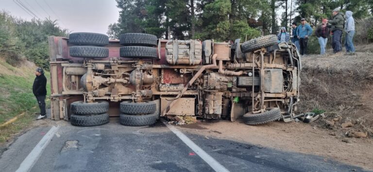 Volcamiento de camión tolva bloqueó ruta entre Curicó e Iloca en Hualañé