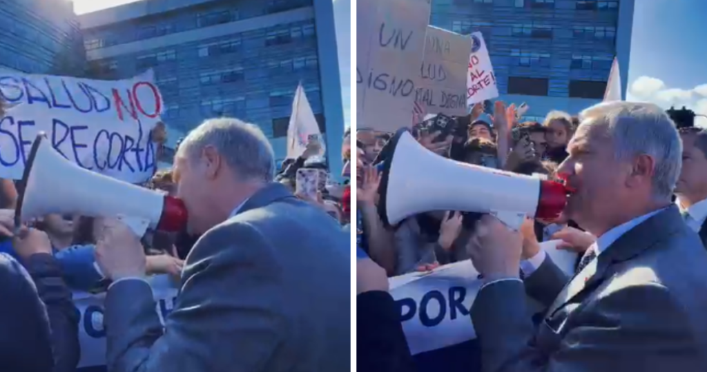 José Antonio Kast enfrenta a manifestantes en el Hospital de Temuco por recortes presupuestarios