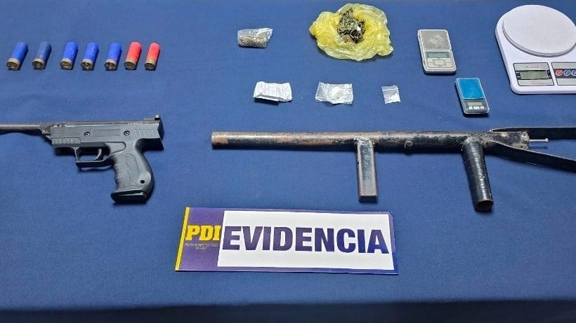 PDI detiene a sujeto que vendía drogas por redes sociales en Talca e incauta armas de fuego