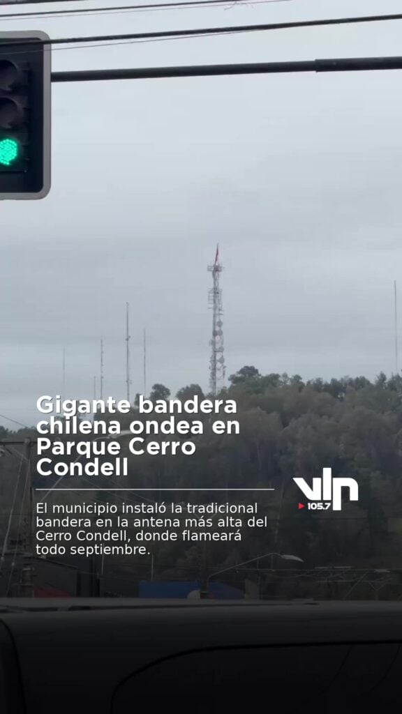 Gigante bandera chilena ondea en Parque Cerro Condell
